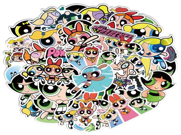 74 Cartoon Film Powerpuff Polis Kadını Cilt Koruyucuları Diy Graffiti Stickers Dizüstü Tramvay Kılıfı INS Su geçirmez Etiket 5800790