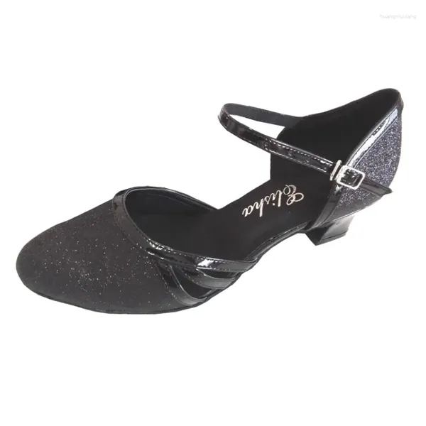 Scarpe da ballo classiche da donna/ragazza/signora con tacco personalizzato salsa latino ballo da sala nero professionale serate sociali