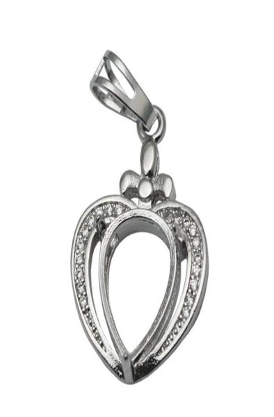 Beadsnice collana in argento sterling con vassoio, ciondolo a forma di cuore, cabochon vuoto, regalo per gli amici ID 340529513035