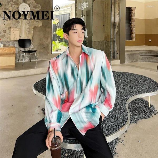 Männer Casual Hemden NOYMEI Mode Kontrast Farbe Personalisierte Digitaldruck Lose Koreanischen Stil Dünne Männer Hemd Revers Sommer Top WA1379