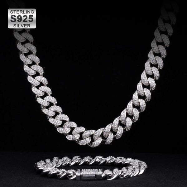 KRKC 12mm 5a Cz Iced Out Men Jewelry Sterling Sier Cuban Link Браслет