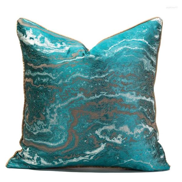 Travesseiro padrão de tampa de capa de sofá azul de almofada de cetim impressa em alta qualidade