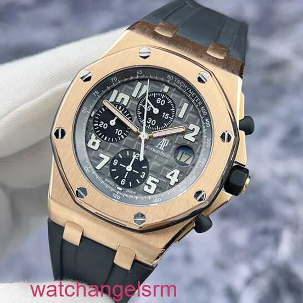 Relógio de pulso AP Cronógrafo Royal Oak Offshore Series 25940OK Relógio mecânico automático masculino 18K material em ouro rosa com anel traseiro modificado