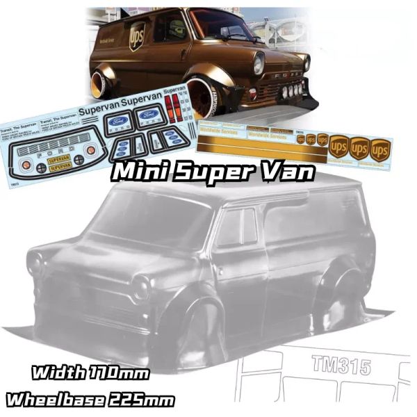 1/10 m Auto Mini Super Van RC PC -Schalenkörper 225 mm Radstand transparent ohne lackierte Driftkörper für RC 3r MST Tamiya carte m Car Car