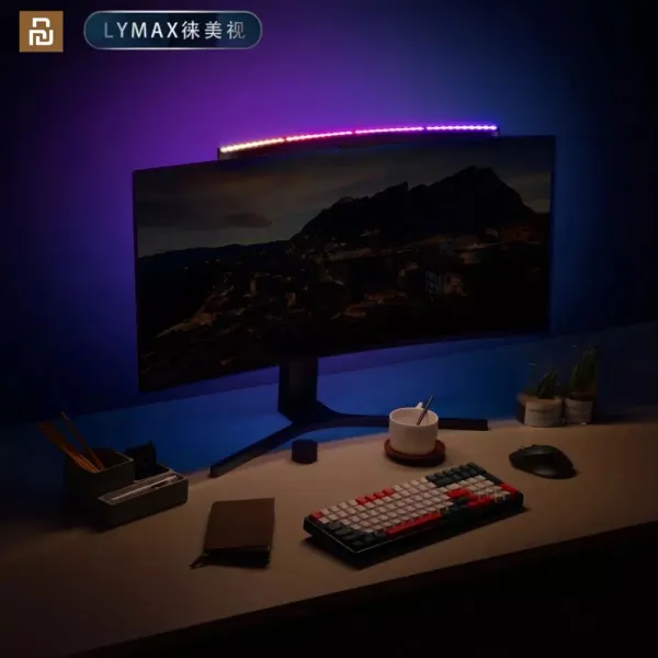 Controle youpin lymax monitor de computador lâmpada mesa tela curvada lâmpada escurecimento eyecare música sensível ao som pendurar luz do jogo