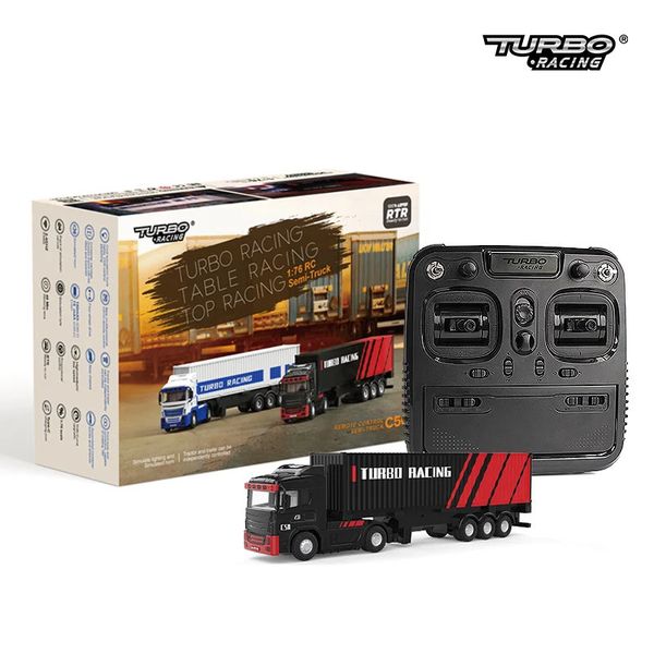 In magazzino!Turbo Racing C50 1 76 RTR Semi Container Truck con rimorchio telecomandato P81 10CH Stick RC Car 240327