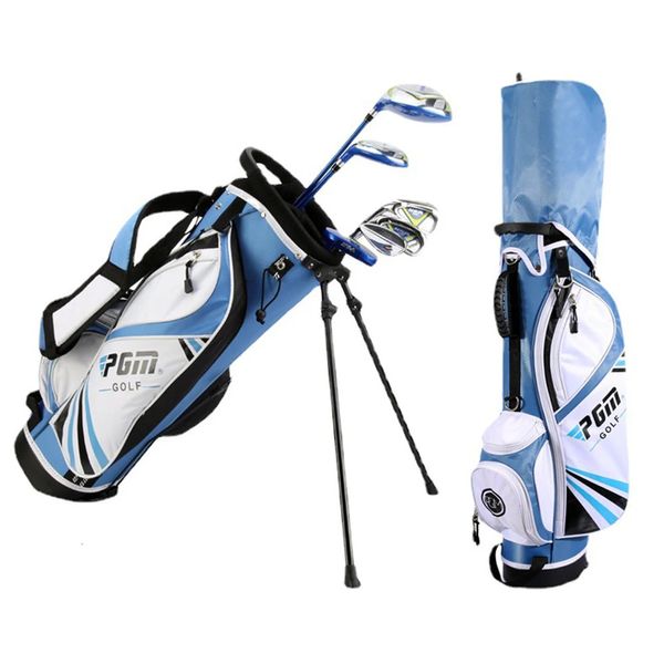 Pgm crianças clubes de golfe iniciantes conjunto mão esquerda com saco headcover presente crianças jrtg006 leve ferros putter balanço 95-155cm 240326