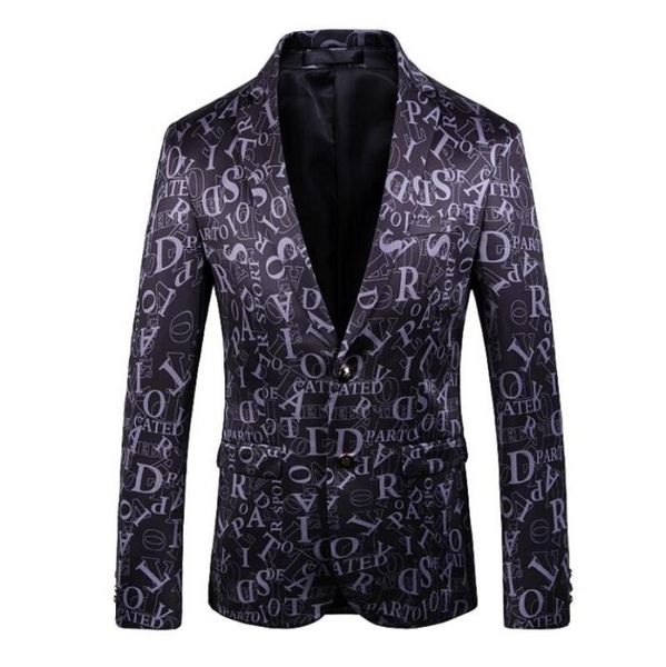 Novos homens designer de roupas de luxo designer mens blazer carta impressão jaqueta elegante marca extravagante floral masculino botão ternos finos 5260475