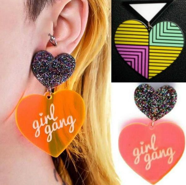 Stud 2021 Nachtclub Bunte Herz Ohrring Übertrieben Mode Multi Farbige Acryl Ohrringe Frauen Pendientes Mujer Moda2353297