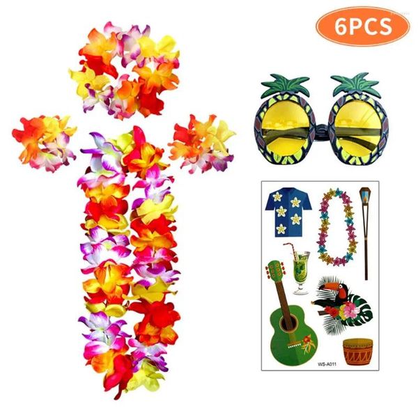 Украшение вечеринки, гавайская пляжная наклейка, гирлянда, солнцезащитные очки, ожерелье, наклейки для тела, набор декоративных наклеек «сделай сам», для улицы
