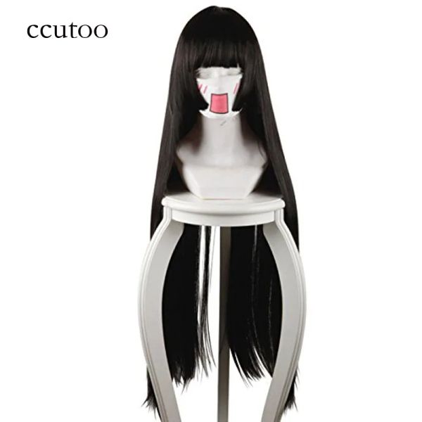 Perucas ccutoo jabami yumeko 80cm x anime hell girl enma ai reto preto sintético Cosplay peruca resistência ao calor Fibra de resistência ao calor