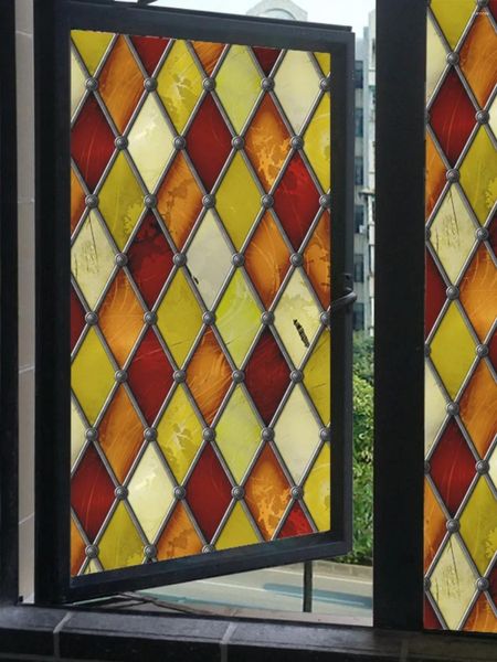 Adesivos de janela Vintage pasta de vidro europeu personalizado papel fosco eletrostático não-adesivo imitação pintura arte decoração filme htv