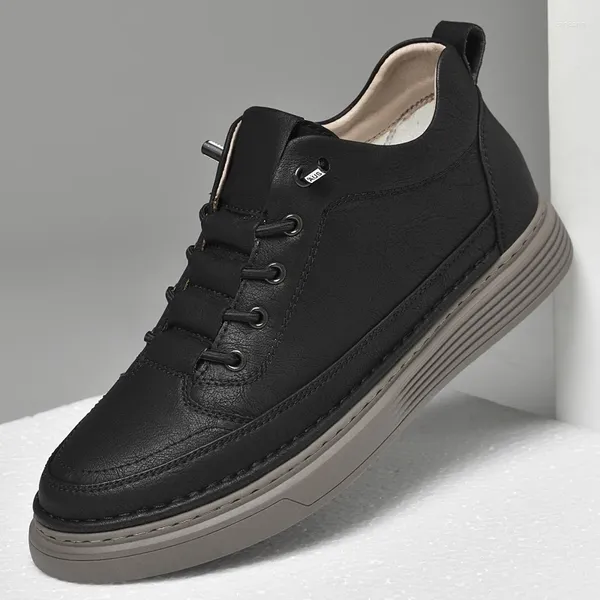 Sapatos casuais marca masculina oxford resistente ao desgaste de sola grossa roupas de trabalho de couro genuíno negócios