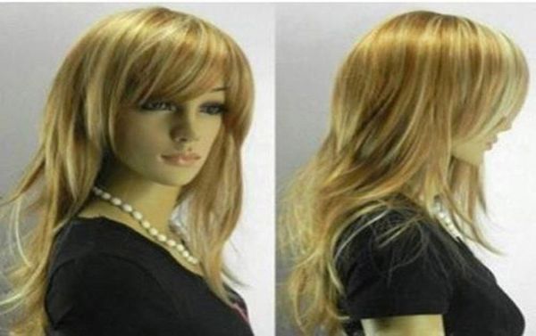 Moda yeni orta cosplay sarışın karma kadın039s kız peruk perukları için7944678