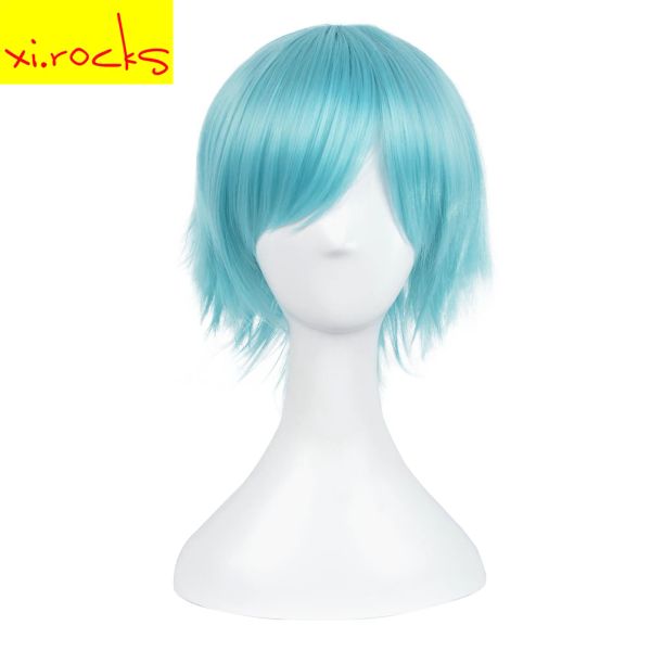 Perucas 3158 xi.rocks 12 polegadas azuis curtos curtos penteados de cosplay resistente ao calor sintético Kuroko's Basketball Kuroko Tetsuya Wig