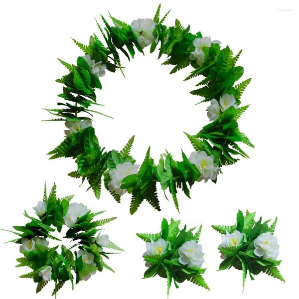 Декоративные цветы 4 шт. Luau украшения для вечеринки поставки цветочное ожерелье браслет Банкетный цветочный ободок на голову