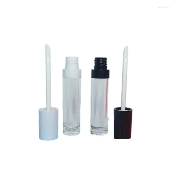 Vorratsflaschen, leer, 8,5 ml, durchsichtiger Kunststoff, runder schwarz-weißer Deckel, Lipgloss-Röhre, nachfüllbare Flasche, tragbarer kosmetischer Verpackungsbehälter