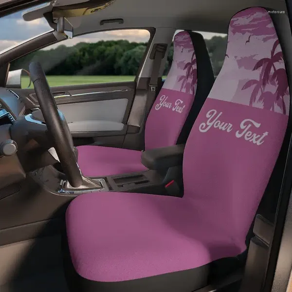Capas de assento de carro rosa tropical pôr do sol conjunto de nome personalizado personalizado