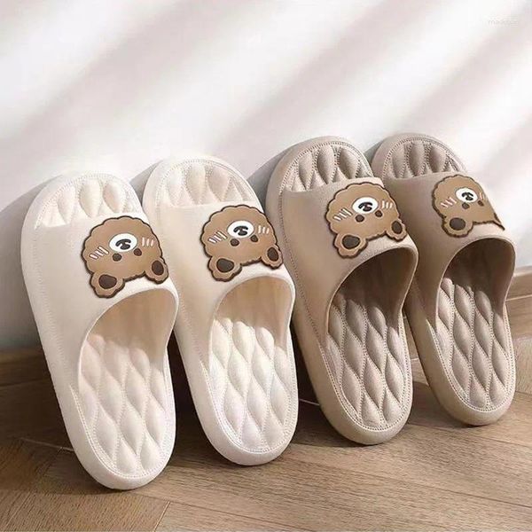 Sapatos casuais banho urso chinelos mulheres verão flip flops bonito dos desenhos animados nuvem para interior ao ar livre macio grosso praia sandálias dos homens