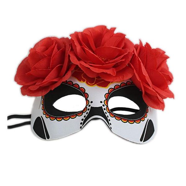 Maschere per feste in maschera per il giorno dei morti Spettacolo cosplay di Halloween con fiore fantasma Carnevale di nozze Mezza maschera Consegna a goccia Dhncg