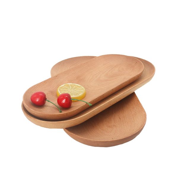 Ovales Tablett aus Buche im japanischen Stil, Holzteller, Speiseteller, Kuchenteller, Holzaufbewahrung, Lebensmitteltablett, Großhandel, Holzteller