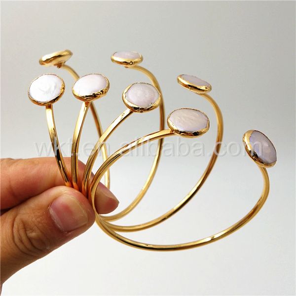 Bracciali WTB272 Nuovo design Bracciale a doppia perla per donne regalo per la perla naturale con braccialetti regolabili elettroplati in oro 24k