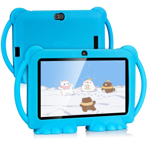 Tablet per bambini da 7 pollici con ROM da 32 GB, RAM da 2 GB, Android 11.0, WiFi, GMS, controllo genitori, APP educativa, doppia fotocamera, custodia antiurto - Schermo di protezione per gli occhi