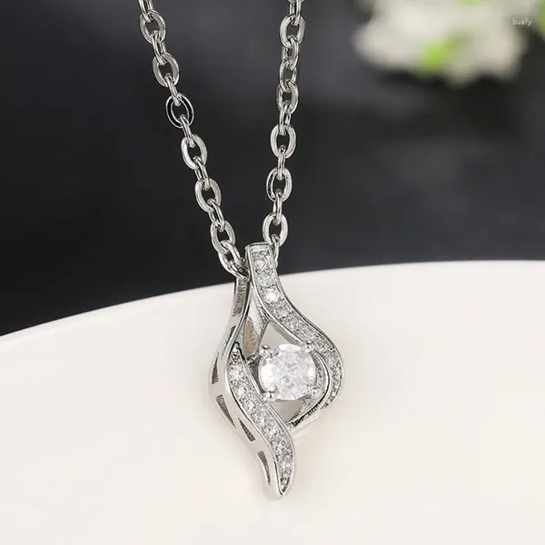 Anhänger Halsketten CAOSHI Trendy Lady O Kette Halskette Für Frauen Helle Kristall Stein Schmuck Engagement Braut Hochzeit Zubehör