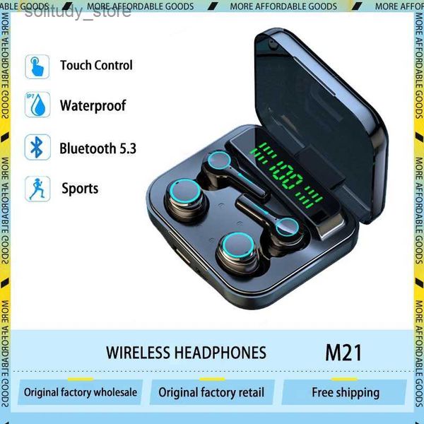 Auricolari per telefono cellulare M21 TWS Auricolari Bluetooth wireless per iPhone Cancellazione del rumore Auricolari stereo di alta qualità Auricolari per coppia Q240402