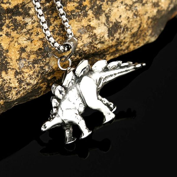 Colares pingentes vintage animal colar para homens de aço inoxidável moda dinossauro único amuleto jóias presentes gota