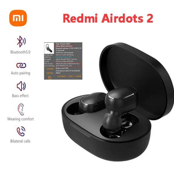 Mikrofone Original Xiaomi Redmi Airdots 2 Bluetooth 5.0 Ohrhörer Wireless Kopfhörer Ohrhörer im Ohrsport Musik im Freien Headset mit Mikrofon