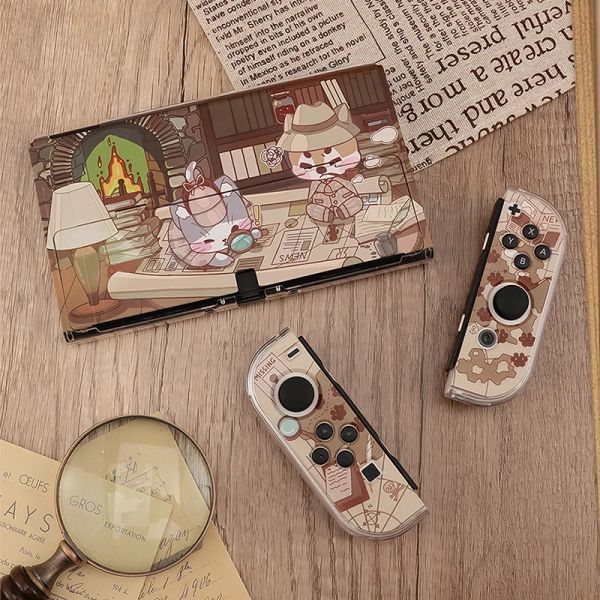 Fälle Retro Cartoon Switch OLED Case PC Hartharge Basis Shell Joycon Controller Games Housing für Nintendo Switch OLED -Zubehör