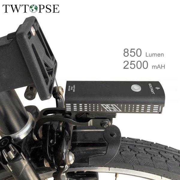 Luzes Twtopse 850 Lumin Bike Light Set com suporte para Brompton dobrando a lâmpada da luz dianteira da cabeça da cabeça 2500mAh LED LUZ USB PARA 3SIXTY