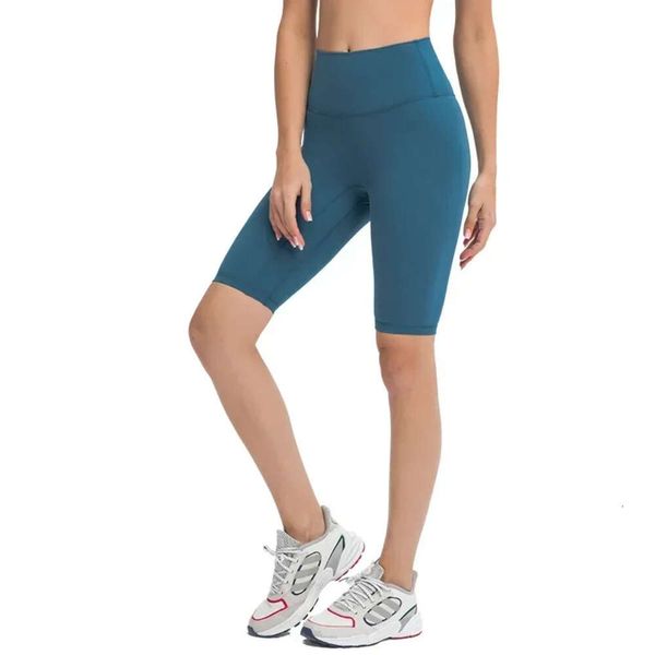 Lu Align Damen-Shorts-Outfit mit hoher Taille, eng anliegend, für Damen, keine Unbeholfenheit, Linie, Hüftstraffung, Bauchübung, Laufen, 5-Punkte-Hose, Zitrone, Lady Gry, sportliche Mädchen