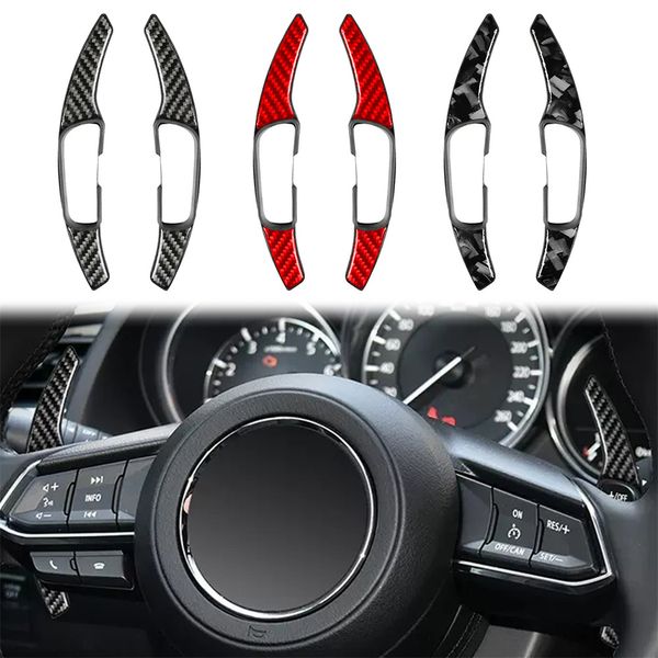 Acessórios modificados para controle central do volante, remo de mudança para Mazda 3 Axela Atez CX-5/CX-4 vermelho/preto/extensor de mudanças de carbono forjado