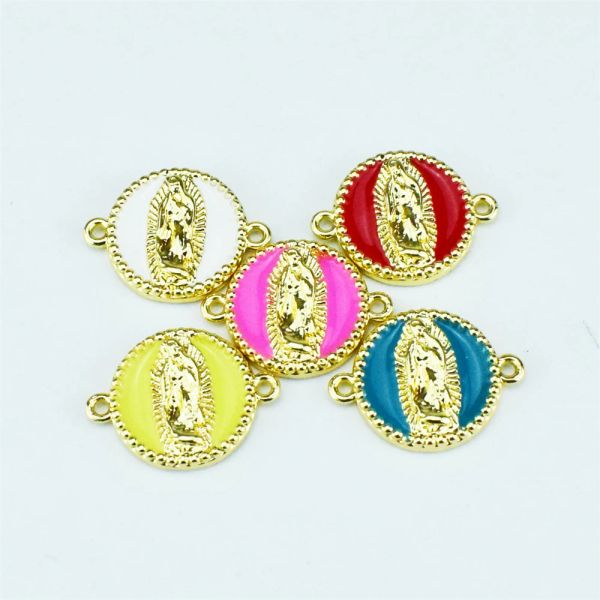 Charms Cabpus 5pcs Bakire Mary Kadınlar Kolyesi Hıristiyan Bağlayıcı ile El Yapımı Takı Moda Aksesuarları Emaye Dini Cazibesi