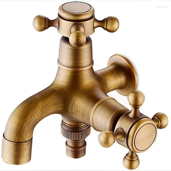 Badezimmer-Waschtischarmaturen, europäischer Wandmontierter Messing-Wasserhahn, klassischer antiker Wasserhahn, Dual-Zweck für Zuhause, Garten, Bad, elegant