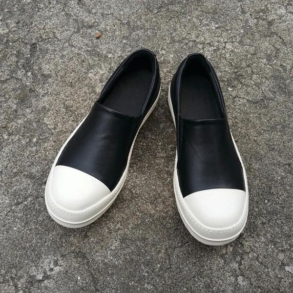 Scarpe casual Colore bianco e nero Vera pelle di mucca Piattaforma Uomo Modello Moda Mocassini pigri crescenti belli