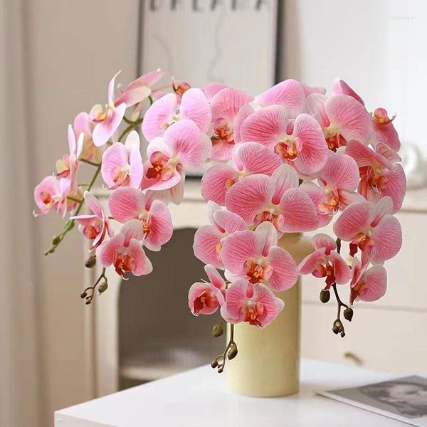 Flores decorativas impressão 3D borboleta branca orquídea simulação flor de alta qualidade único plástico artificial atacado