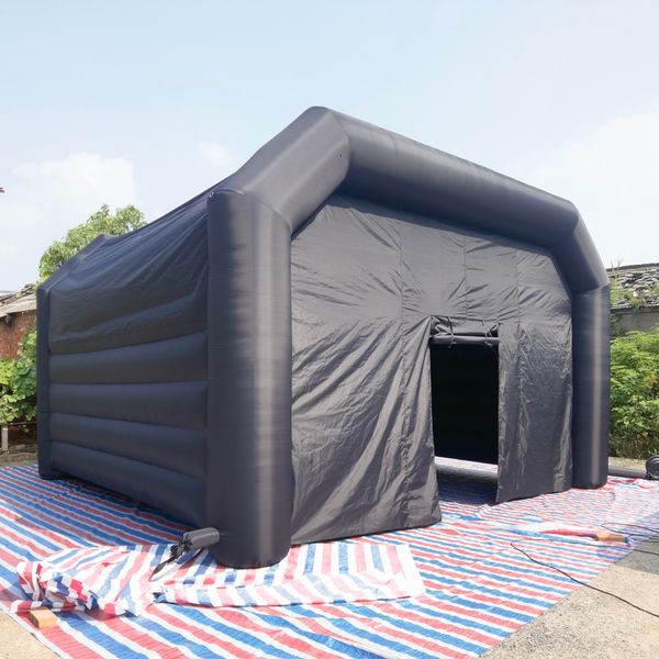 wholesale Quadratisches schwarzes aufblasbares Nachtclub-Zelt, riesiges, tragbares VIP-Party-Würfel-Nachtclub-Bar mit Gebläse, 6,4 x 6,4 m, 001