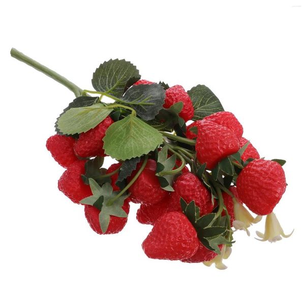 Decorazione per feste Simulazione Mirtillo Piante finte Fragole Fragola artificiale con foglie