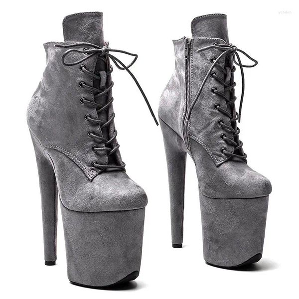 Танцевальная обувь, замшевые туфли с круглым носком, 20 см/8 дюймов, современные сексуальные женские короткие сапоги на высоком каблуке и платформе для ночного клуба, 254
