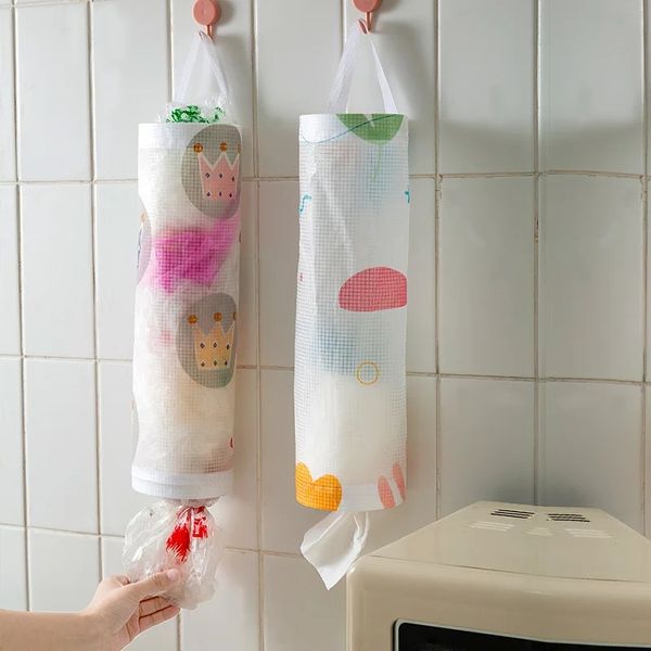 Sacchetti di plastica per riporre rifiuti appesi Organizzazione Dispenser da cucina Portaoggetti da parete per rifiuti Organizzatore per rifiuti domestici