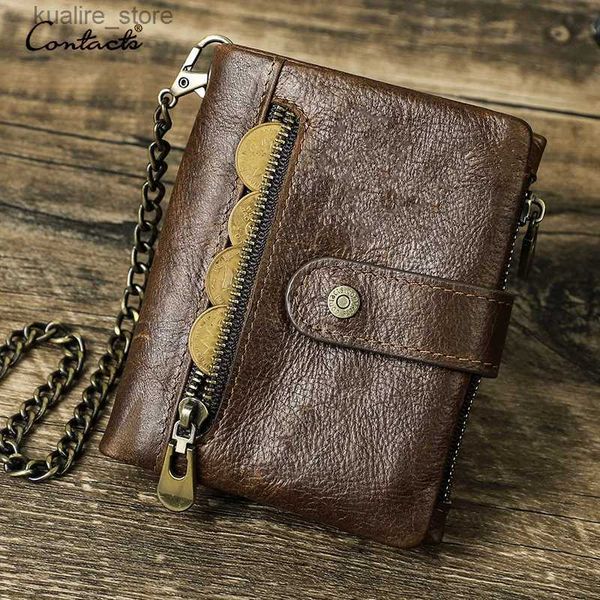 Clip di denaro Contatta il portafoglio da uomo in pelle vera elimina la catena antifurto RFID Wallet Wallet Wallet Credit Credit Card Card