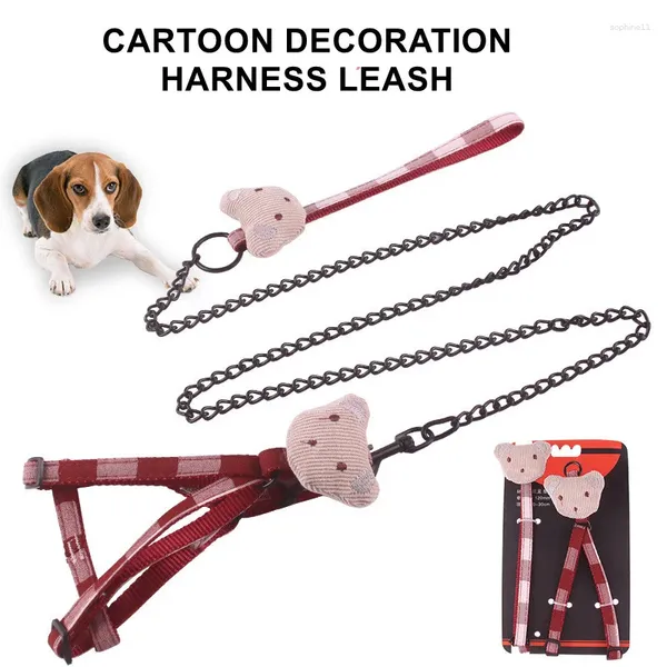 Coleiras de cachorro para animais de estimação, coleira fofa de desenhos animados, corda de tração no peito, ajustável, chumbo macio, colete estilo colete, acessórios para gatos, shitzu