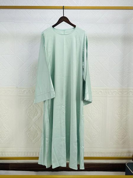 Ethnische Kleidung bescheidene lässige Abaya für Satin-Frauen-Muslim-langes Maxi-Kleid Türkei Dubai Saudi-Kaftan islamische arabische Robe Femme Jalabiya