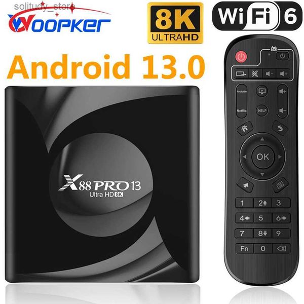 Set Top Box Woopker Android 13.0 TV box X88 PRO 13 set-top inteligente 8K de alta definição Bluetooth 5.0 WIFI6 atualização RK3528 media player assistente de voz Q240402