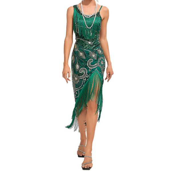 Frauen Urban Sexy Kleider 1920er Jahre Flapper Vintage Kleider Pailletten Perlen Fransen Gatsby Kleid Cocktail Abend Party Kleid