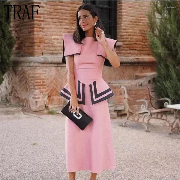 Abiti casual 2024 Abito lungo rosa Donna Ufficio senza maniche Maxi per donna Spalline Aderente da spiaggia femminile