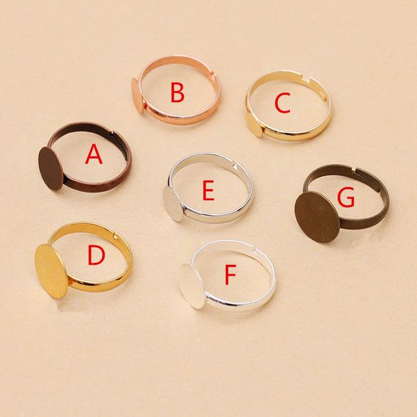 6/8/10mm Metal Ayarlanabilir Boş Yüzük Taban Cabochons Cameo Ayarları DIY Ring Mücevher Yapma Bulguları Aksesuarları